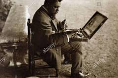 Joaquín Sorolla pintando en los Jardines de la Granja